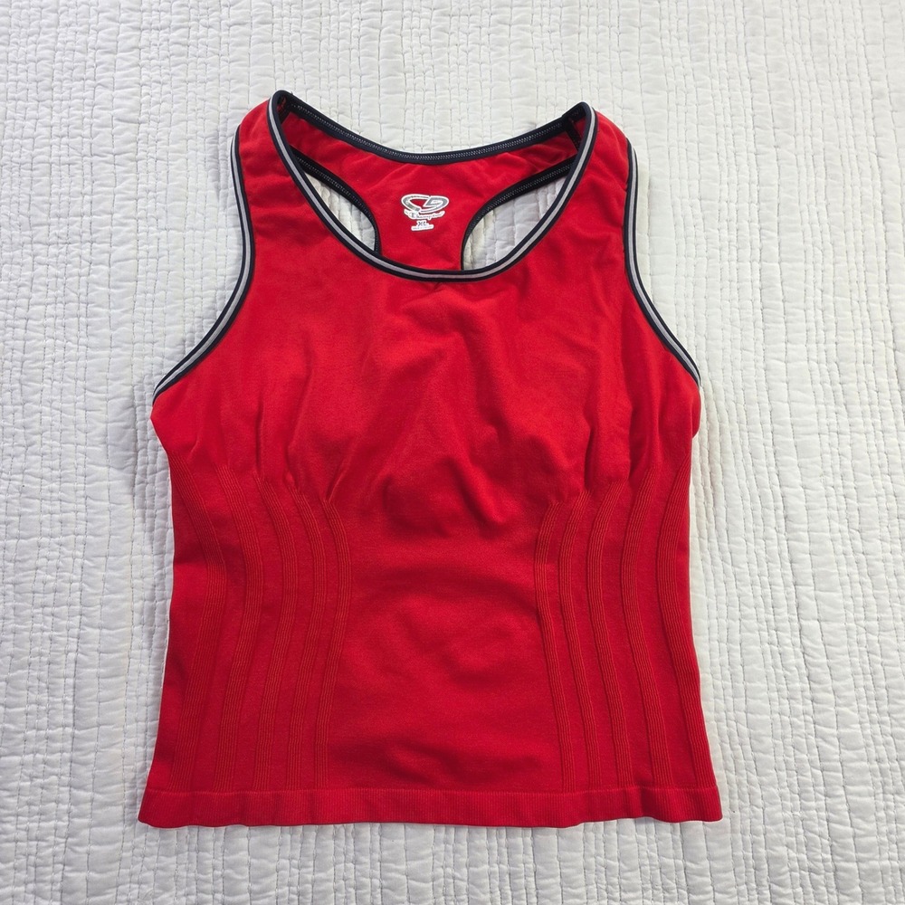 C9 by Champion Red Racerback Tank Top with Built in Shelf Bra Athletic EUC XL